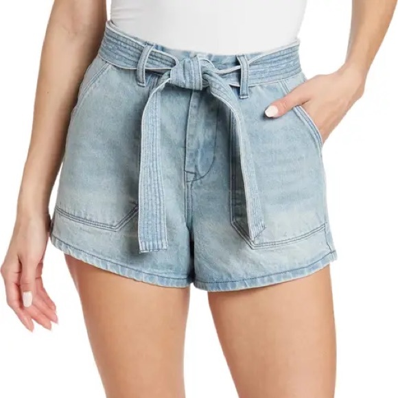 NWT$89 BLANKNYC Belted tie waist denim shorts size 26 Nordstrom - Picture 4 of 6